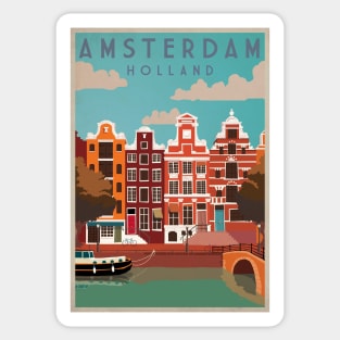 Amsterdam, Holland, Travel Poster Sticker